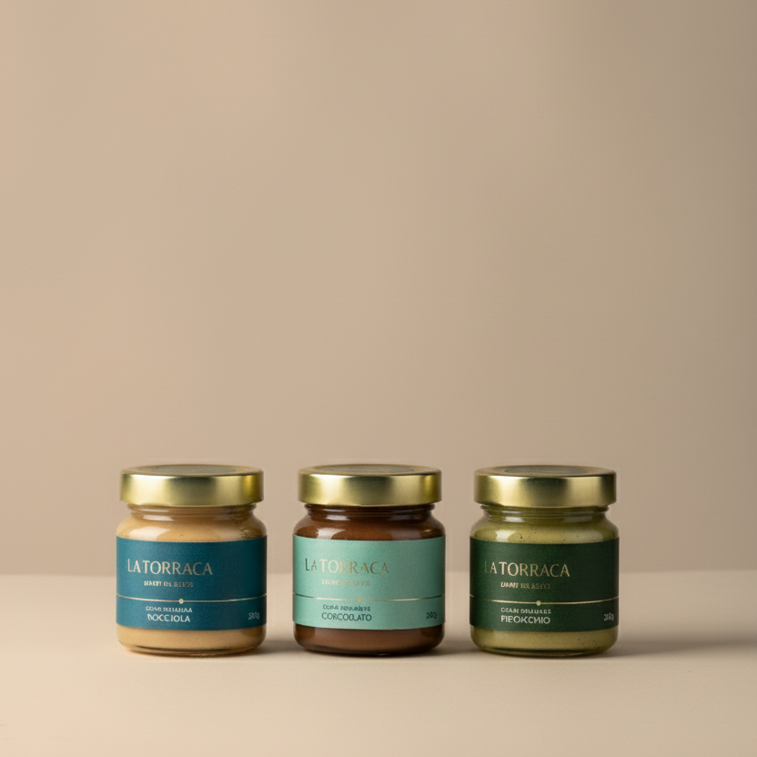 Creme spalmabili al Cioccolato al latte ,al pistacchio e alla nocciola 200 gr.x3