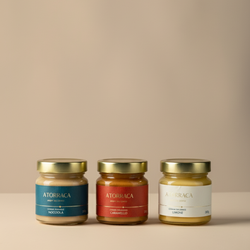 Creme spalmabili al Caramello ,Limone ed alla Nocciola 200 gr.x3