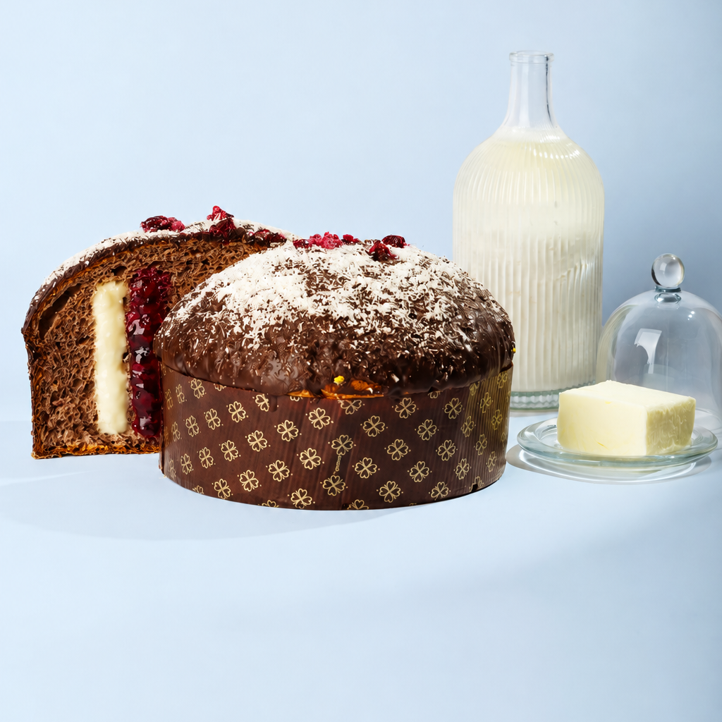 Panettone Di Bufala Cocco e Lampone 1,2 kg.