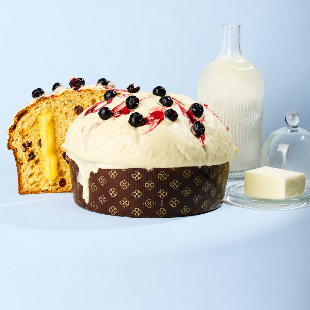 Panettone Di Bufala Crema e Amarena 1,2 kg.