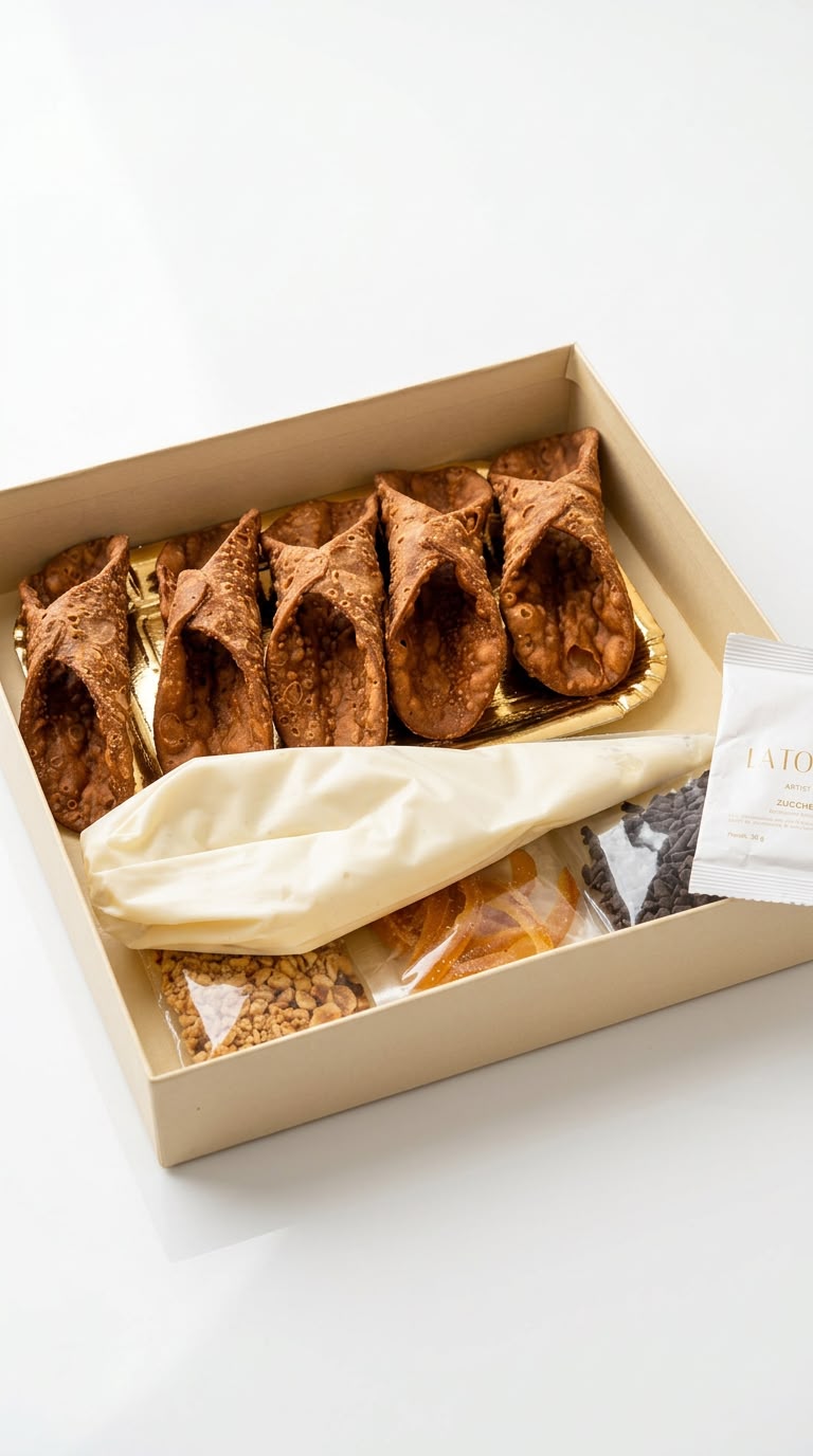 5 CANNOLI ARTIGIANALI EVOLITANO CON RICOTTA DI BUFALA 120Grx5
