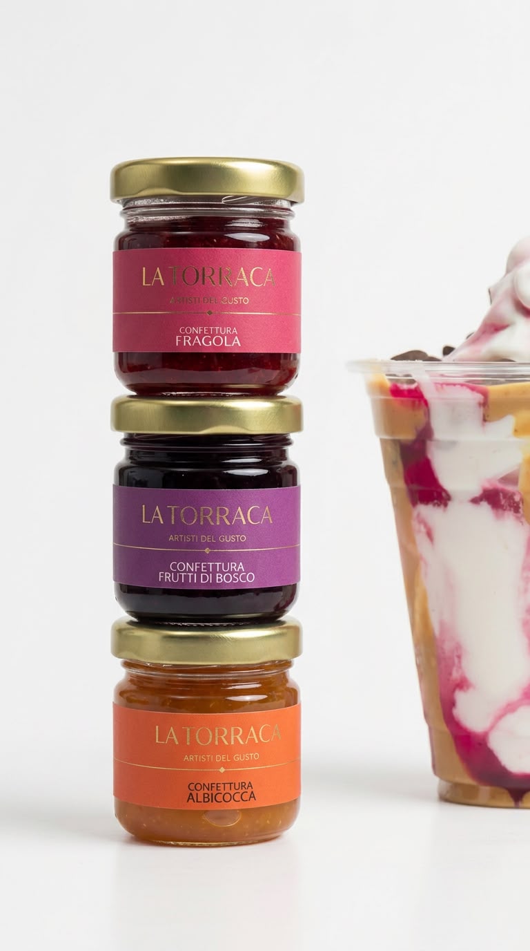 TRILOGY (3 BRIOCHES da 80 gr. CON MARMELLATA MIGNON FRUTTI BOSCO 40 GR.-ALBICOCCA 40 GR.-FRAGOLA 40 GR.)